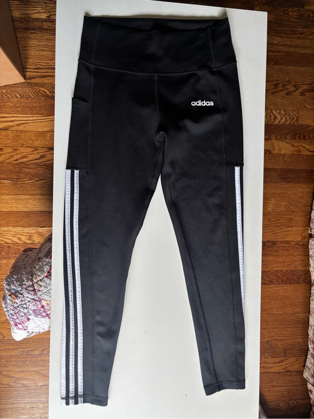Adidas Women's Black White 3-Striped Climalite Athletic Leggings Size Medium